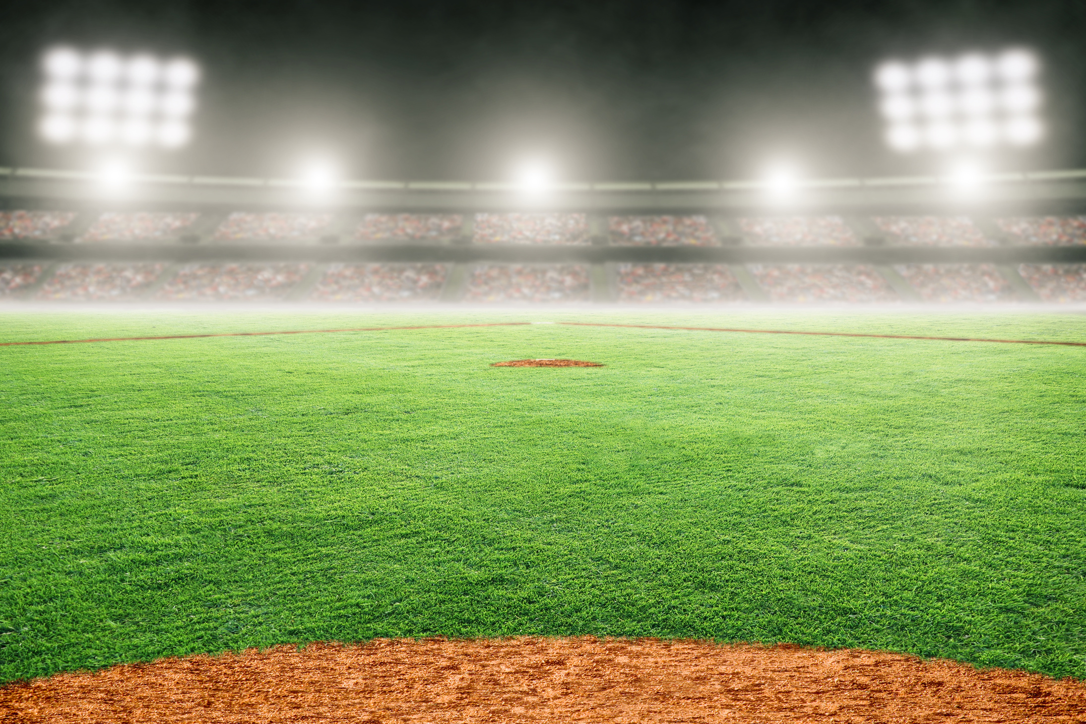 Baseball Field in Outdoor Stadium With Copy Space